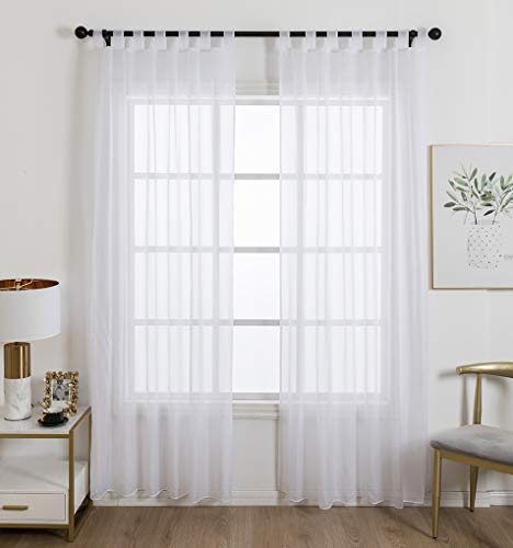 Product Cover ZebraSmile 1 Panel Tab Top Voile Curtains for Living Room Sheer Curtains Window Sheer Window Drapes for Living Bedroom Sheer Drapes for Wedding Sheer Curtains for Bedroom Girls White 89(H) X55(W) in