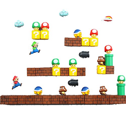 Product Cover BeautySha Lots of 3D Supre Mario Fridge Magnets Sets for Home Room Decor,Decorative Refrigerator,Fun School Office Whiteboard Magnet (52pcs)