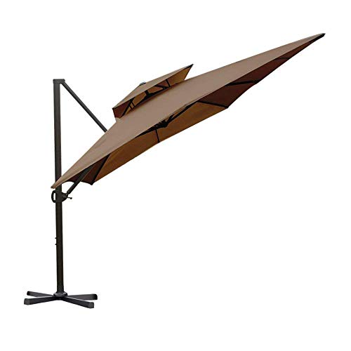 Product Cover Abba Patio 9 by 12-Feet Rectangular Offset Cantilever Umbrella Dual Wind Vent Patio Hanging Umbrella with Cross Base, Cocoa
