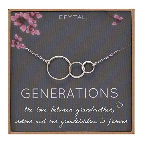 Product Cover EFYTAL Generations Necklace for Grandma, Sterling Silver 3 Infinity Circles, Mom & Grandchildren