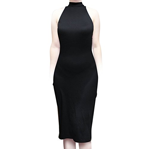 Product Cover SMT Women's Sleeveless Sexy High Neck Bodycon Midi Casual Work Office Dress