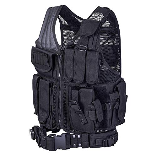 Product Cover REEHUT Breathable Tactical Vest with Numerous Pouches - Combat Training Vest Adjustable for Adults Suitable for Special Mission, Combat Training, Field Operations and Military Fans