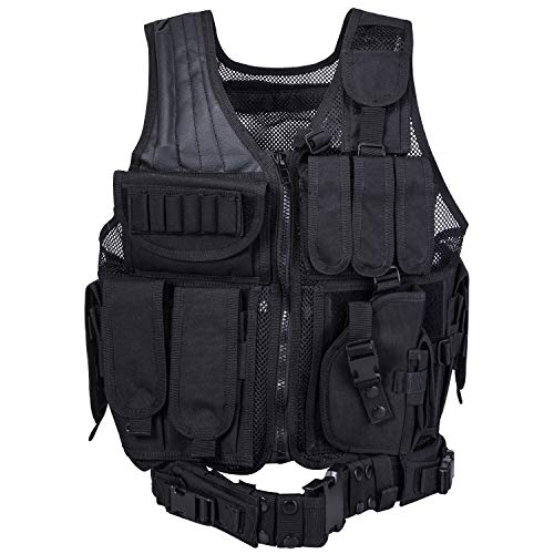 Product Cover REEHUT Breathable Tactical Vest with Numerous Pouches - Combat Training Vest Adjustable for Adults Suitable for Special Mission, Combat Training, Field Operations and Military Fans