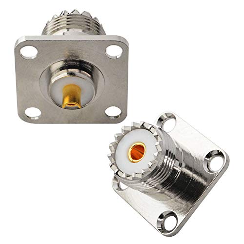 Product Cover Boobrie UHF Female SO239 4-Hole Panel Chassis Mount Flange Panel Mount Adapter Solder Cup RF Coaxial Coax Connector Adapter for PL259 Male Plug Pack of 2