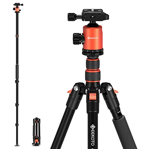 Product Cover GEEKOTO 77'' Tripod, Camera Tripod for DSLR, Compact Aluminum Tripod with 360 Degree Ball Head and 8kgs Load for Travel and Work