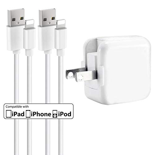 Product Cover iPhone Charger iPad Charger,Baoota 2.4A 12W USB Wall Charger Foldable Portable Travel Plug and 2 Pack 8 Pin Charging Cable Compatible with iPhone,iPad