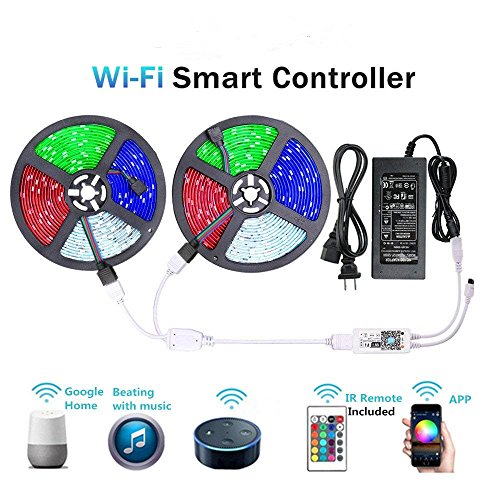 Product Cover WenTop LED Light Strip, WiFi Wireless Smart Phone Controlled Strip Light Kit 65.6ft 5050 RGB 600LEDs Lights with DC24V UL Rope Light,Working with Android and iOS System,IFTTT, Google Assistant