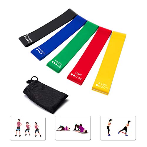 Product Cover HOONSO Resistance Bands for Legs and Butt Set of 5 Exercise Bands Loops 12 inch with Carry Bag