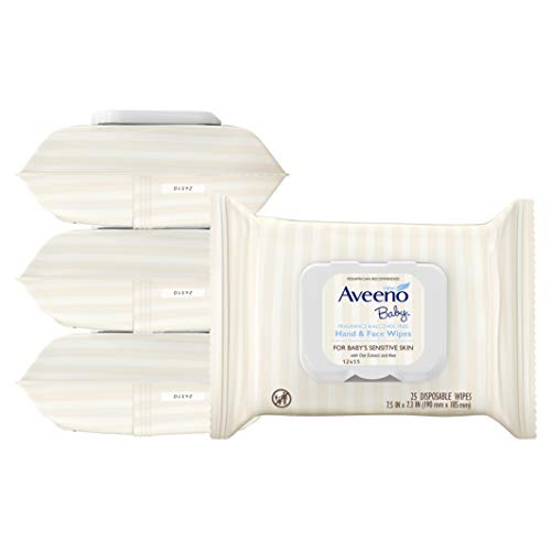 Product Cover Aveeno Baby Hand & Face Baby Wipes with Oat Extract 25 Count (Pack of 4)