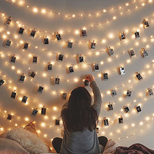 Product Cover Clips String Lights, Window Curtain Wall 20 LED String Lights for Hanging Artwork Photos Memos and Paintings, for Bedroom, Dorm, Home Décor, Battery Operated