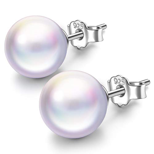 Product Cover J.NINA Valentines Gifts for Her Pearl Ball Swarovski Crystal Clip On Earrings for Women Girls Sterling Silver Studs Sensitive Ears Jewelery for Birthday Valentines Gifts for Mother Girlfriend