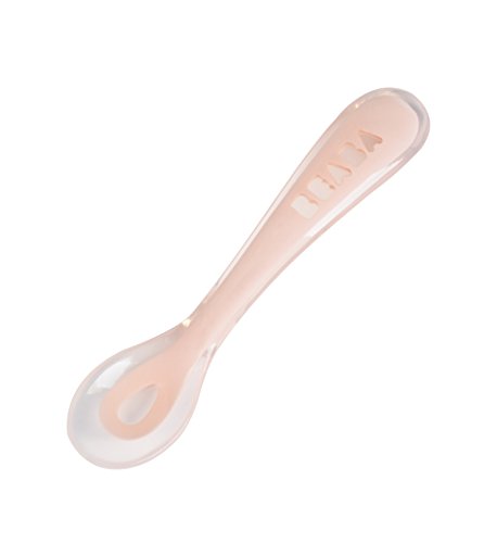 Product Cover BEABA Second Stage Baby Spoon for Self-Feeding Babies, Pink