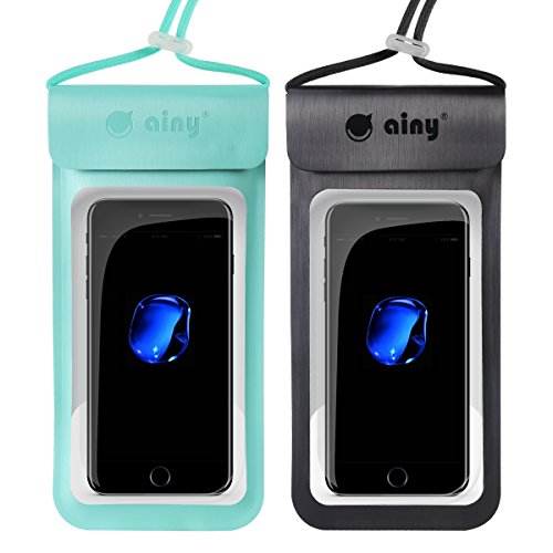 Product Cover Ainy Waterproof Phone Pouch[2PACK] Waterproof Case Bag IPX8 Universal Dry Bag Outdoor Underwater for iPhoneX 8Plus7Plus/6SPlus Samsung Galaxy s8/s7 Google Pixel Moto BlackBerry up to6.0 (Black_Green)