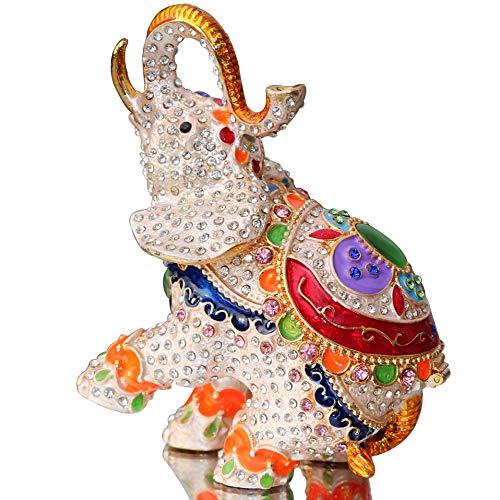 Product Cover Waltz&F Cute Big Elephant Trinket Box Hinged Hand-Painted Figurine Collectible Ring Holder