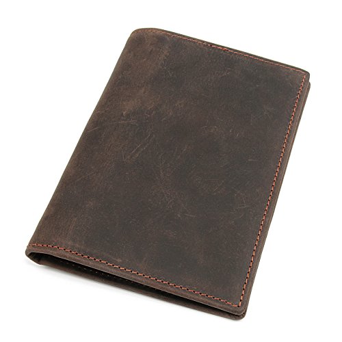 Product Cover Polare Men's Slim RFID Blocking Leather Passport Holder Travel Bifold Wallet (Brown)