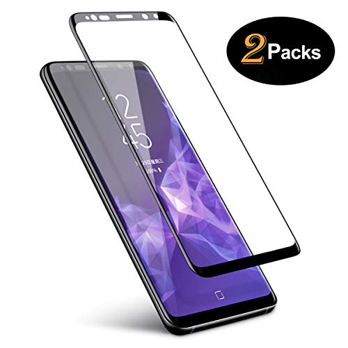 Product Cover Galaxy S9 Plus Screen Protector (2 Packs), Basesailor Anti-Scratch, HD Clear, Case Friendly 3D Curved Protective Tempered Glass Compatible Samsung Galaxy S9 Plus (Not Galaxy S9) (Black)