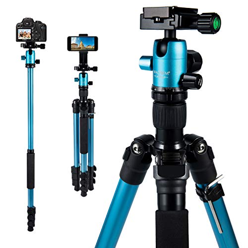 Product Cover MACTREM Professional Camera Tripod DSLR Tripod for Travel, Super Lightweight and Reliable Stability, Ball Head Tripod Detachable Monopod with Phone Mount Carry Bag, 21.5