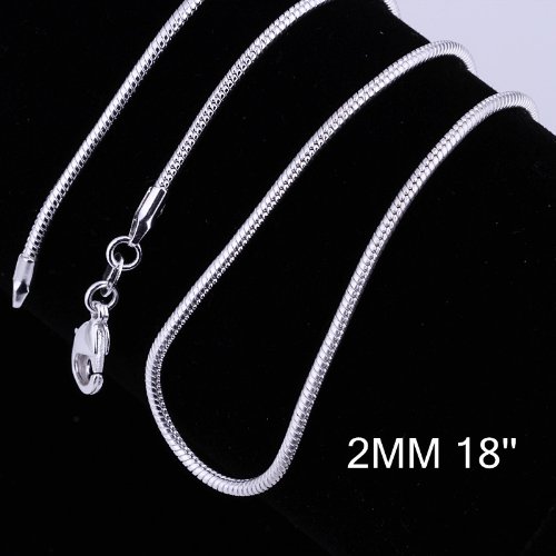 Product Cover Yuren 3 Pieces 925 Sterling Silver 2mm Snake Chain Necklace Jewelry Jewelry for Men and Women(16-24 inch) (18 inch)