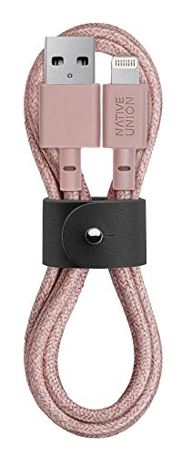 Product Cover Native Union Belt Cable - 4ft Ultra-Strong Reinforced [Apple MFi Certified] Durable Lightning to USB Charging Cable with Leather Strap for iPhone/iPad (Rose)