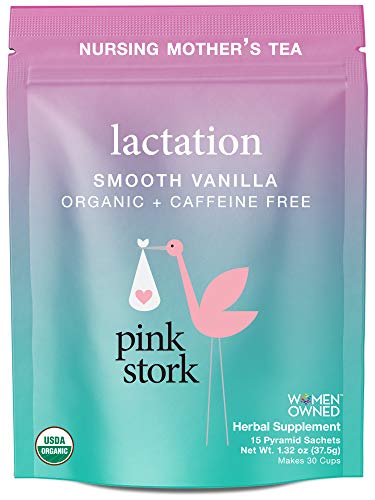 Product Cover Pink Stork Lactation: Smooth Vanilla Nursing Support Tea, USDA Organic, Improve Breast Milk Supply, Biodegradable Sachets, 30 Cups