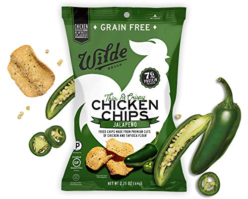 Product Cover Jalapeno Chicken Chips by Wilde Brands | Protein Snack | Made with Real Chicken | Keto Friendly, Paleo Certified | Antibiotic and Gluten Free | 2.25oz Bag (4 count)