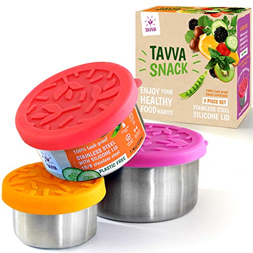 Product Cover TAVVA Stainless Steel Food Containers - Plastic Free | Leakproof Toddler Lunch Box | Silicone Lids | Reusable | Tupperware Containers - Also Suitable as Kids Lunch box and To Go Containers [Set of 3]