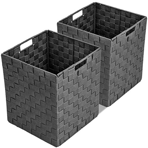 Product Cover Sorbus Foldable Storage Cube Woven Basket Bin Set - Built-in Carry Handles - Great for Home Organization, Nursery, Playroom, Closet, Dorm, etc (2-Pack, Gray)