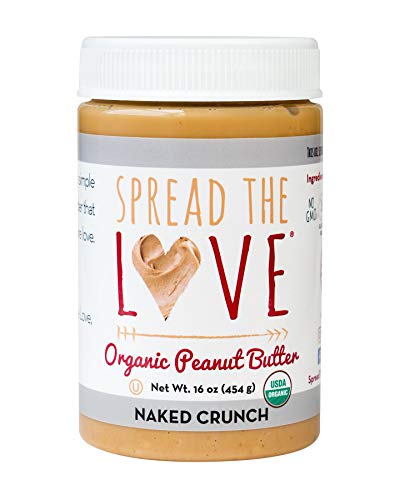 Product Cover Spread The Love NAKED CRUNCH Organic Peanut Butter, 16 Ounce All Natural, Vegan, Gluten Free, Creamy, Dry Roasted, No Added Salt or Sugar, No Palm Oil, Made in California