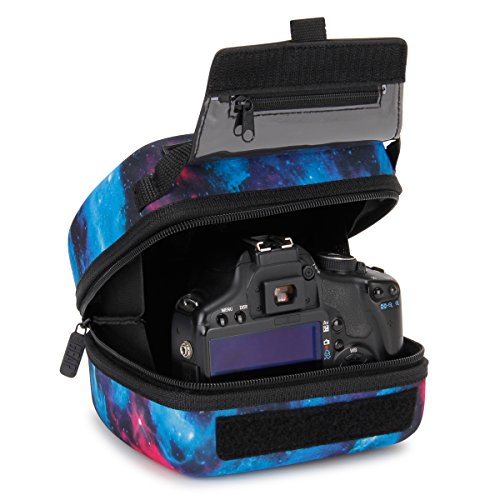 Product Cover USA GEAR Hard Shell DSLR Camera Case (Galaxy) with Molded EVA Protection, Quick Access Opening, Padded Interior and Rubber Coated Handle-Compatible with Nikon, Canon, Pentax, Olympus and More