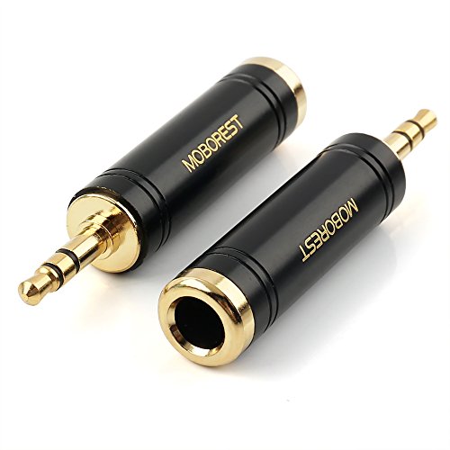 Product Cover MOBOREST 3.5mm M to 6.35mm F Stereo Pure Copper Adapter, 1/8 Inch Plug Male to 1/4 Inch Jack Female Stereo Adapter, Can be Used for Conversion Headphone adapte, amp adapte, Black Fashion 2-Pack