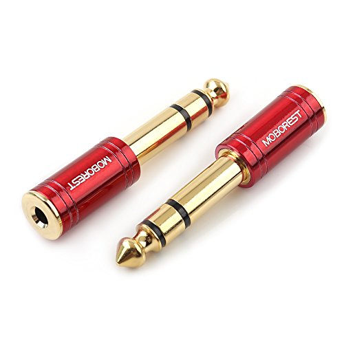Product Cover MOBOREST 1/4 Inch Male to 1/8 Inch Female Pure Copper Adapter, 6.35mm Stereo Male to 3.5mm Plug Jack Female Stereo Adapter, Can be Used for Conversion Headphone adapte, amp adapte, Red Fashion 2-Pack
