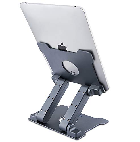 Product Cover Tablet Stand,KABCON Adjustable Aluminum Tablets(7-13.5 inch) Holder for iPad 2017/2018,iPad Pro,Surface Pro Surface Pro 3 4,FIRD HD 10,Samsung Galaxy Tab E,ASUS Transformer with a Carry Bag-Space Grey