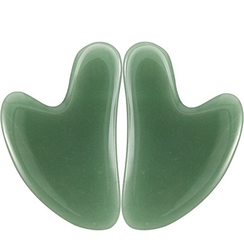 Product Cover Boao 2 Pieces Jade Stone Guasha Board Massage Tool Gua Sha Scraping Massage Tools for Face and Body Caring (Set of A)