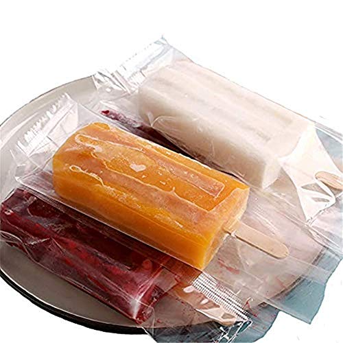 Product Cover Ice Popsicles Bags Thick Frozen Pops Ice Cream Plastic Wrappers for Candy Food Grade Hot Sealing Packing Containers (200Pcs ,Clear)