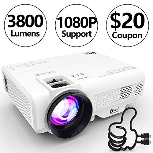 Product Cover DR. J Professional 3800L Full HD 1080P Portable Video Projector Supported Mini Projector [Native 1280720], TV Stick, HDMI, VGA, USB, TF, AV, Sound Bar, Video Games Compatible Latest Upgrade