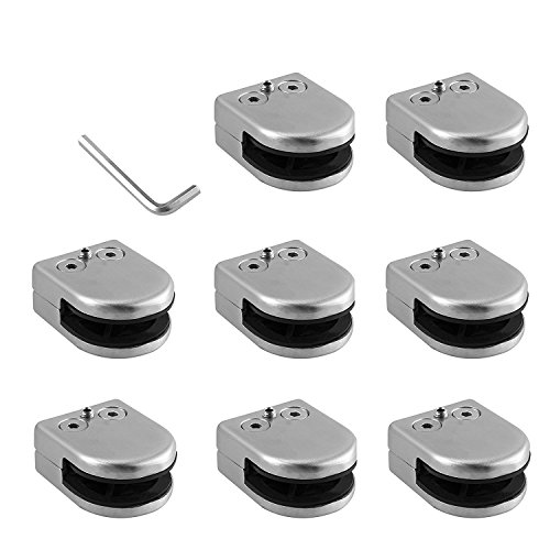 Product Cover Kamtop Glass Clamps 8 PCS 6-8mm Stainless Steel 304 Glass Clamps Adjustable Glass Bracket Flat Back for Balustrade Staircase Handrail