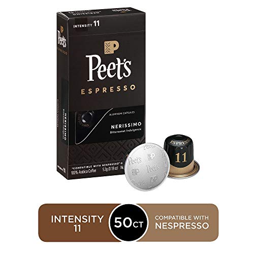Product Cover Peet's Coffee Espresso Capsules Nerissimo, Intensity 11, 50 Count Single Cup Coffee Pods Compatible with Nespresso Original Brewers