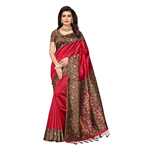 Product Cover Indira Designer Silk Saree with Blouse Piece (BM-G2FZ-NYR0_Bloody Red_Free Size)