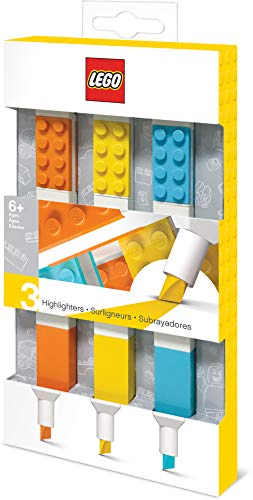 Product Cover Lego Stationery - 3 Pack Highlighter Markers with 4x2 Building Bricks - Yellow, Orange, Blue