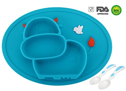 Product Cover Baby Silicone Placemat, Non-Slip Feeding Plate for Toddlers Babies Kids with Strong Suction Fits Most Highchair Trays BPA-Free FDA Approved, Dishwasher and Microwave Safe