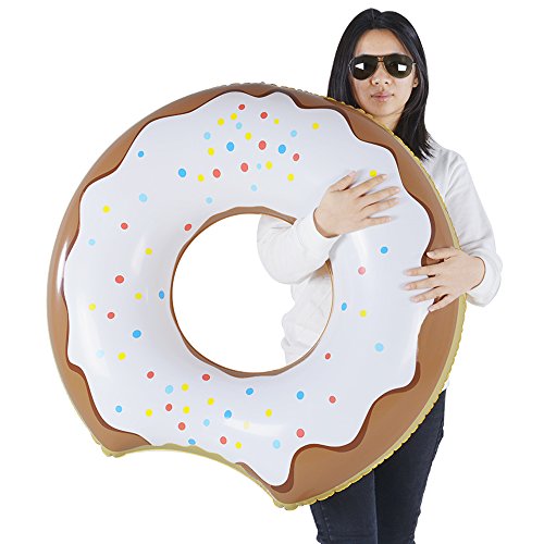 Product Cover XFlated Donut Float, Inflatable Donut Pool Float Chocolate, Pool Beach Toy Kids, Donut Ring 33 Inches
