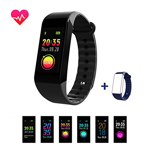 Product Cover Smiler+ Fitness Tracker, Upgraded Color Screen Heart Rate Monitor Blood Pressure Smart Bracelet Wristband, Sleep Monitor Pedometer Sport Waterproof Activity Tracker for iPhone Android Smartphone