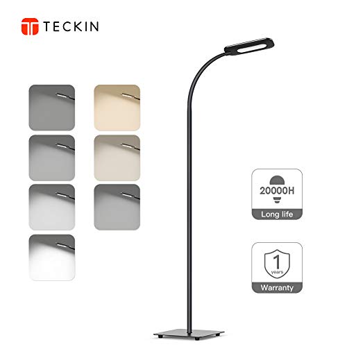 Product Cover Floor Lamp, LED Floor Light, TECKIN Reading Standing Lamp Dimmable for Living Room Bedroom, Long Lifespan High Lumens Touch Control Floor Light, 3 Color Temperatures, 4 Level Brightness