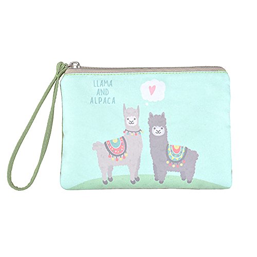 Product Cover Rantanto Cute Canvas Cash Coin Purse, Make Up Bag, Cellphone Bag With Handle (BG0023 Llama And Alpaca)