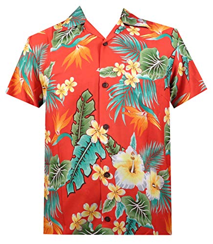 Product Cover Hawaiian Shirt Mens Flower Leaf Beach Aloha Party Casual Holiday Short Sleeve