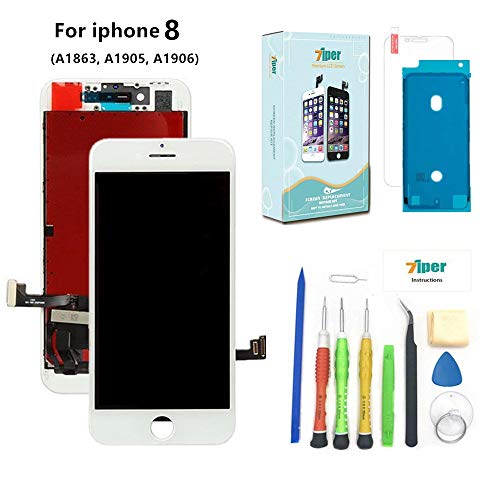 Product Cover Screen Replacement for iPhone 8 (4.7 inch) -3D Touch LCD Screen Digitizer Replacement Display Assembly Repair Kits with Waterproof Adhesive, Tempered Glass, Tools,Instruction (White)