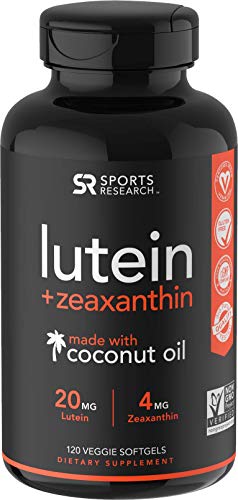 Product Cover Lutein and Zeaxanthin with Organic Coconut Oil for better Absorption ~ Supports Vision & Eye Health ~ The ONLY Vegan Certified & Non-GMO Verified Lutein available (120 Plant Gels)