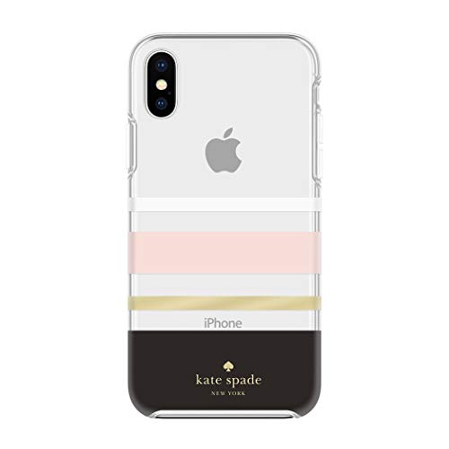 Product Cover kate spade new york Charlotte Stripe Case for iPhone Xs Max - Black/Cream/Blush/Gold Protective Hardshell