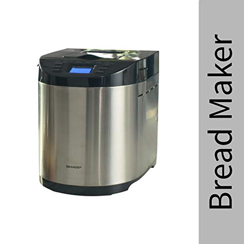 Product Cover Sharp Table-Top Bread Maker for Home, Kitchen | Fully Automatic Functions | 12 Pre-Programmed Menus Including Gluten-Free | 3 Crust Colours | Fruit & Nut Dispenser | LCD Display | Grey, Black