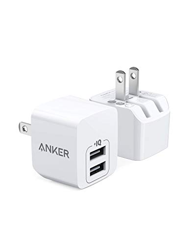 Product Cover USB Charger, Anker 2-Pack Dual Port 12W Wall Charger with Foldable Plug, PowerPort Mini for iPhone Xs/XS Max/XR/X/8/8 Plus/7/6S/6S Plus, iPad, Samsung Galaxy Note 5/ Note 4, HTC, Moto, and More